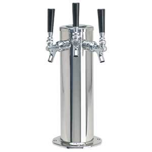 Micro Matic 4 inch column 3 faucets polished stainless steel Beer Tower