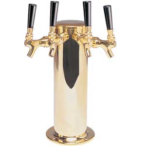 Micro Matic 4 inch column 4 faucets pvd brass Beer tower