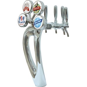 Micro Matic mystique chrome beer tower 4 faucets chrome finish glycol ready