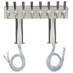 Micro Matic pro line beer tower double pedestal 8 faucets polished stainless steel